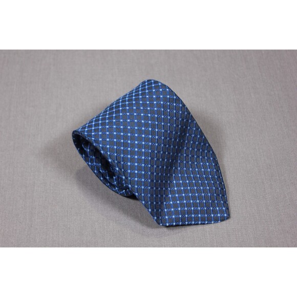 Brooks Basics Silk Men's Tie Blue Checked Necktie EUC 3.75" Wide USA - Picture 1 of 5